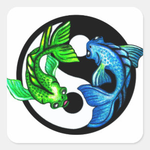 Yin-Yang Koi Design Vierkante Sticker