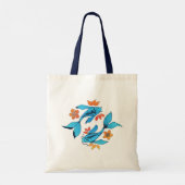 Yin Yang Koi Fish Blue Tote Bag (Achterkant)