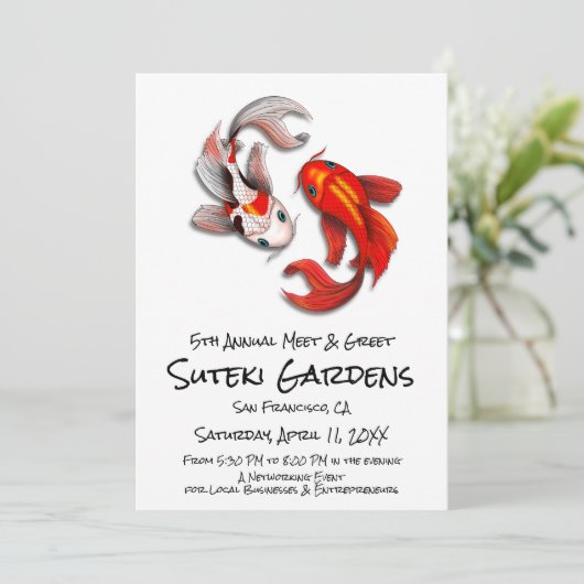 Yin Yang Koi Fish Botanische Tuin Meet and Greet Kaart (Staand voorkant)