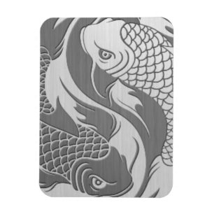 Yin Yang Koi Fish met roestvrij staaleffect Magneet