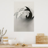 Yin Yang Koi Fish – Minimal Black & White Poster (Keuken)