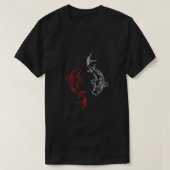 Yin Yang Koi Fish Outline T-Shirt - Red & White Ar (Design voorkant)