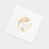 Yin-Yang Koi Fish Pair Monogram Initiaal Huwelijk Folie Servetten (Links)