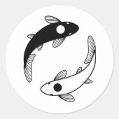 Yin Yang Koi Fish Ronde Sticker (Voorkant)