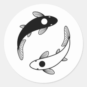 Yin Yang Koi Fish Ronde Sticker