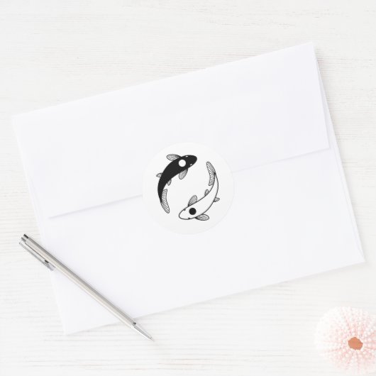 Yin Yang Koi Fish Ronde Sticker (Envelop)