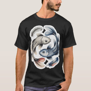 Yin Yang Koi in waterverf T-shirt