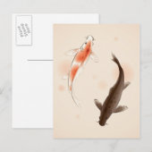 Yin Yang Koi viert in oosterse stijl Briefkaart (Voorkant / Achterkant)