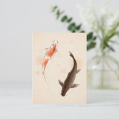 Yin Yang Koi viert in oosterse stijl Briefkaart (Staand voorkant)
