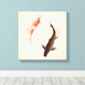 Yin Yang Koi viert in oosterse stijl Canvas Afdruk (Insitu (Houten vloer))