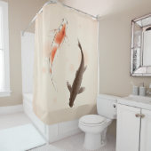 Yin Yang Koi viert in oosterse stijl Douchegordijn (In situ)