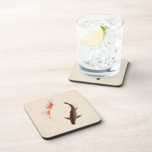 Yin Yang Koi viert in oosterse stijl Onderzetter (Rechterzijde)