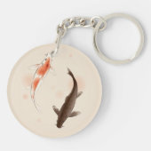 Yin Yang Koi viert in oosterse stijl Sleutelhanger (Achterkant)