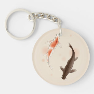 Yin Yang Koi viert in oosterse stijl Sleutelhanger