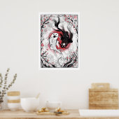 Yin yang koi viert japans poster (Keuken)