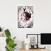 Yin yang koi viert japans poster (Thuiskantoor)