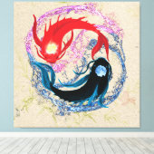 yin yang koi vis japanese kunststijl balans canvas afdruk (Insitu (Houten vloer))