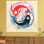 yin yang koi vis japanese kunststijl balans canvas afdruk (Insitu (Woonkamer))
