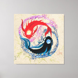 yin yang koi vis japanese kunststijl balans canvas afdruk