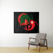 yin yang koi vis Japanse kunststijl balans okiyo Wandkleed (In Situ (horizontaal))