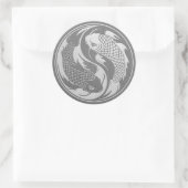 Yin Yang Koi Vis met Roestvrij staaleffect Ronde Sticker (Tas)