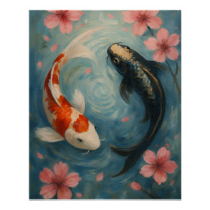 Yin Yang Koi Vis Muur Kunst Poster