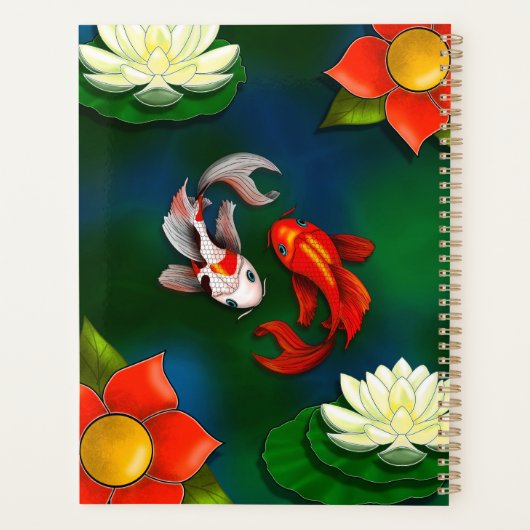 Yin Yang Koi Vis Wit Lotus Vijver Planner (Achterkant)