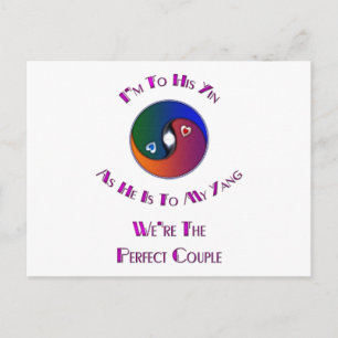 Yin Yang koppel haar aan hem Verse Briefkaart