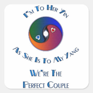 Yin Yang koppel hem aan haar versie Vierkante Sticker
