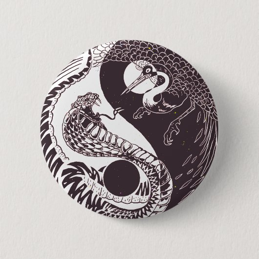 Yin Yang Kunst - Slang vs Vogel Ronde Button 5,7 Cm (Voorkant)