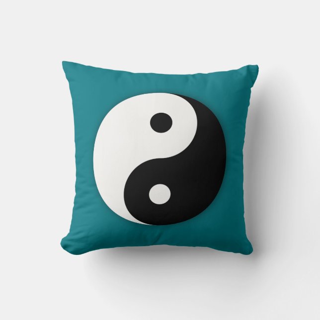 Yin Yang Kussen - Turquoise met Zwart (Voorkant)