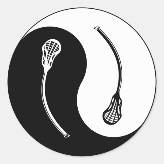 Yin Yang Lacrosse Ronde Sticker (Voorkant)