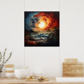 Yin Yang Landschapsgolven Poster (Keuken)