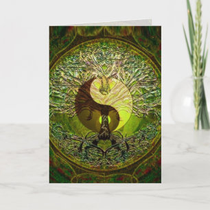 Yin Yang Levensboom Hart Grafische Kunst Kaart
