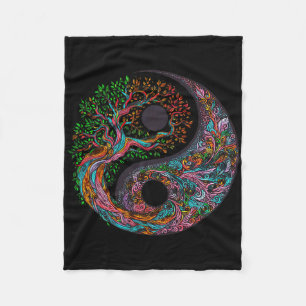 Yin Yang Levensboom Taoïstisch Symbool Yoga Medita Fleece Deken