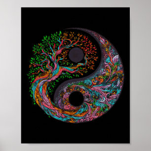 Yin Yang Levensboom Taoïstisch Symbool Yoga Medita Poster