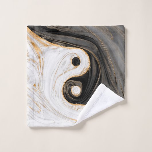 Yin Yang Liquid Marble Bad Handdoek (Wasdoekje)