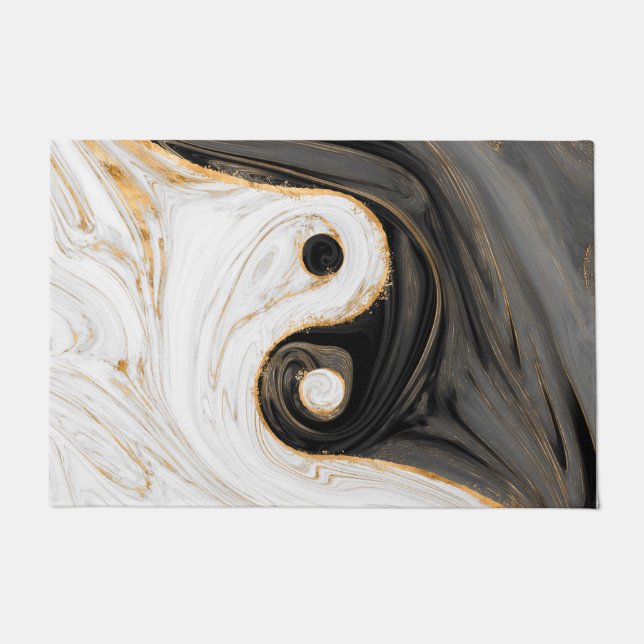 Yin Yang Liquid Marble Deurmat (Voorkant)