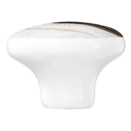 Yin Yang Liquid Marble Keramische Knop (Zijkant)