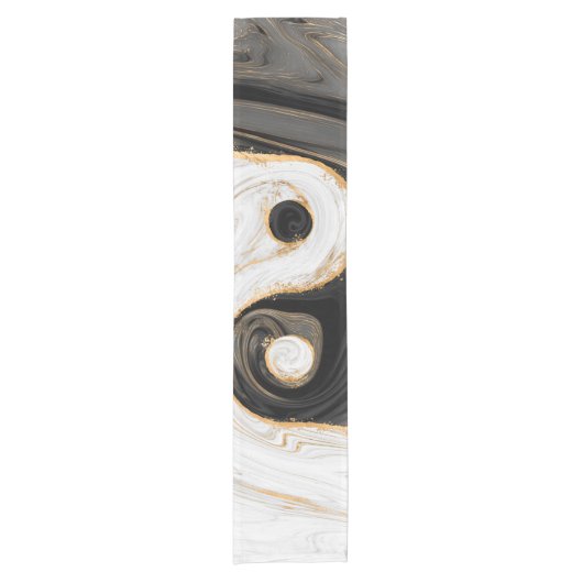Yin Yang Liquid Marble Korte Tafelloper (Voorkant)