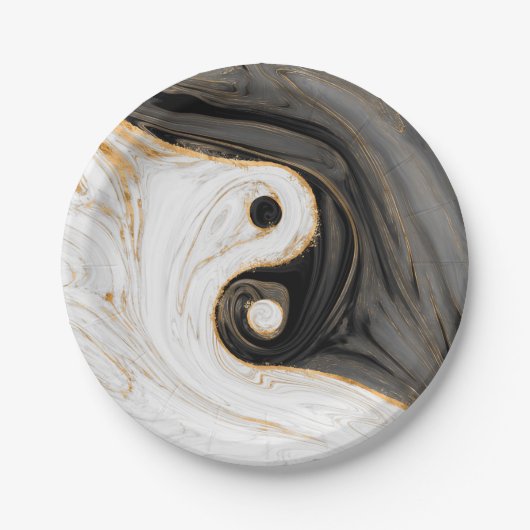 Yin Yang Liquid Marble Papieren Bordje (Voorkant)