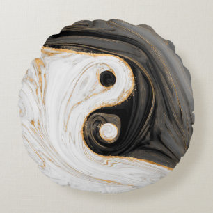Yin Yang Liquid Marble Rond Kussen