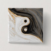 Yin Yang Liquid Marble Vierkante Button 5,1 Cm (Voorkant)