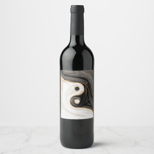 Yin Yang Liquid Marble Wijn Etiket (Voorkant)
