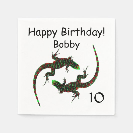 Yin Yang Lizards Birthday Servet (Voorkant)