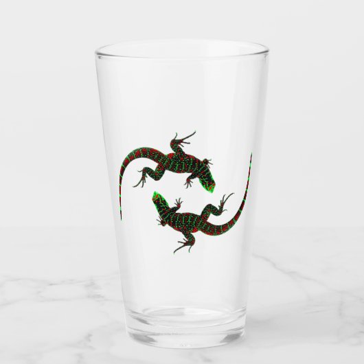 Yin Yang Lizards Glas (Voorkant)