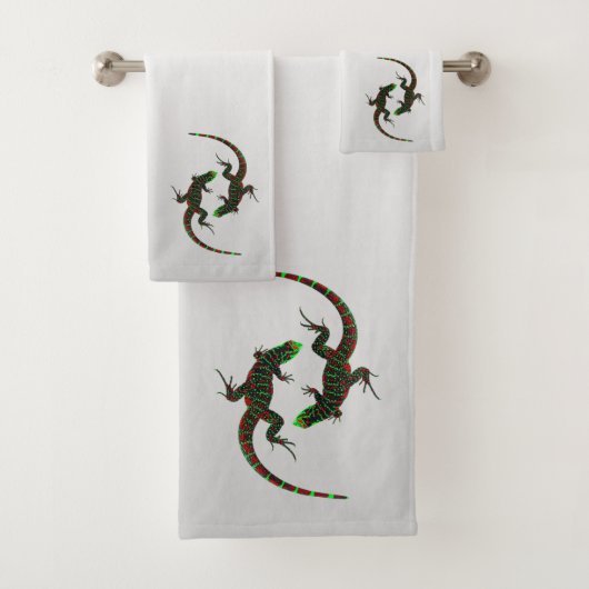 Yin Yang Lizards Silver Bad Handdoek (Insitu)