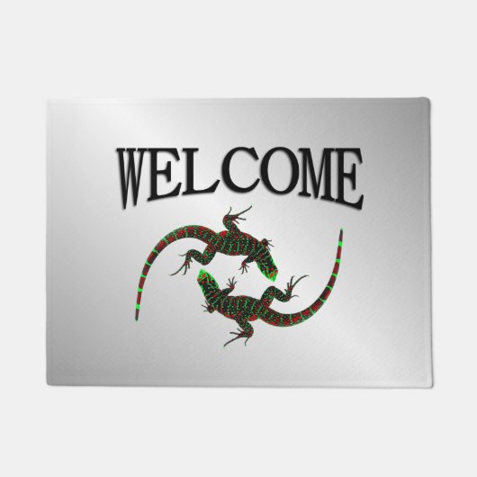 Yin Yang Lizards Silver Deurmat (Voorkant)