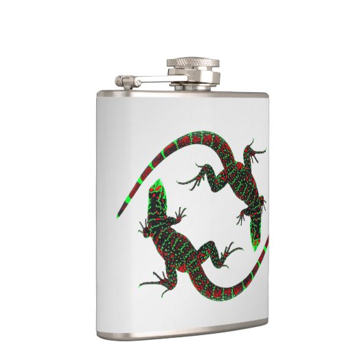 Yin Yang Lizards Silver Heupfles (Rechts)