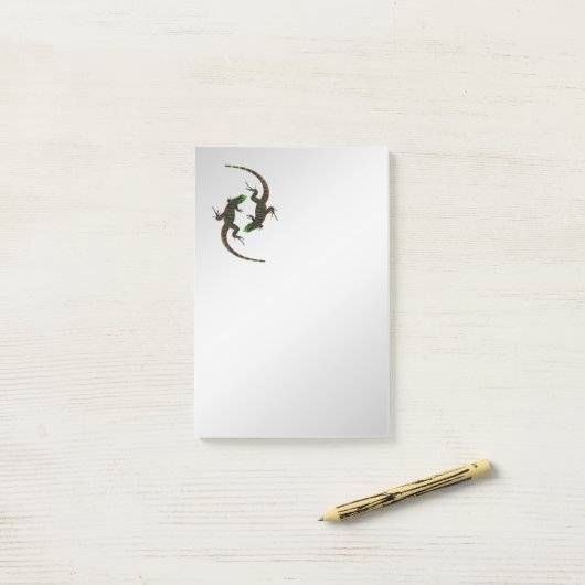 Yin Yang Lizards Silver Post-it® Notes (Op bureau)